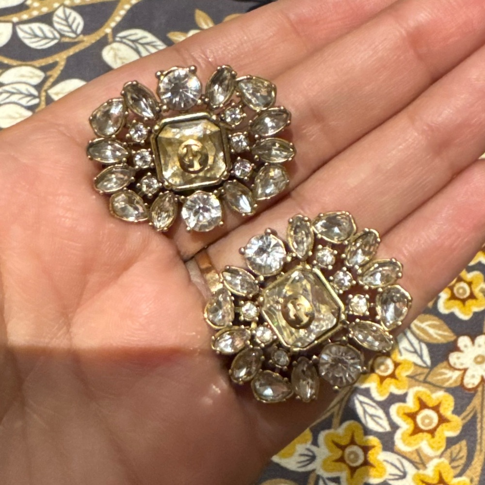 Gucci Elegant Gold and Silver Crystal Earrings
